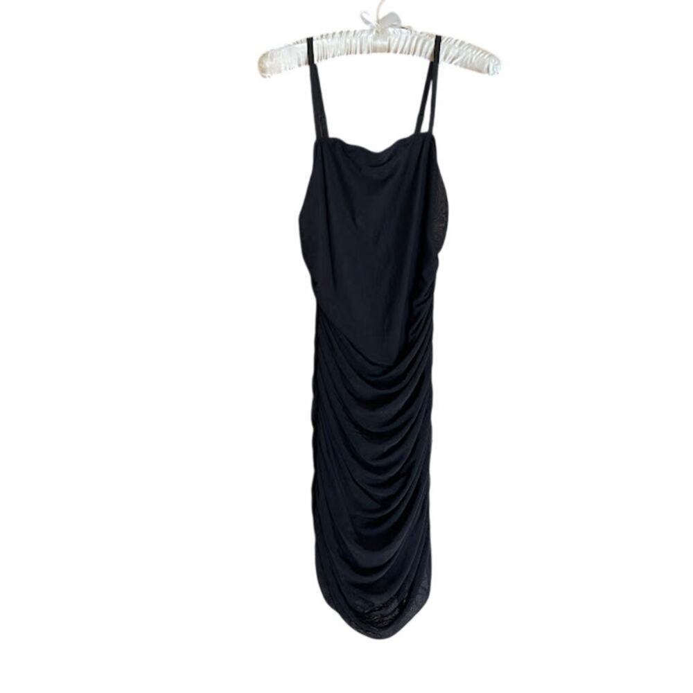 🏷️ SHEIN BAE Black Ruched Bodycon Mini Dress - Size Small 4 NWOT